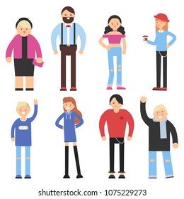 Cartoon flat characters of different peoples