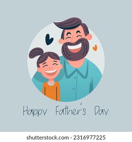 Cartoon Flat Characters - Father and His Little Daughter. Happy Smiling, Hugging People Couple - Dad, Daughter. Daddy s Daughter in His Arms Hugs. Family, Fathers Day Concept. Vector Illustration