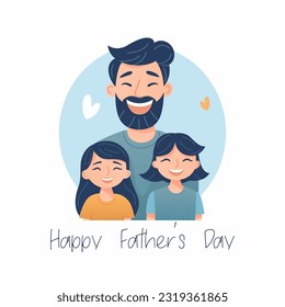 Cartoon Flat Characters - Father and His Little Daughter. Happy Smiling, Hugging People Couple - Dad, Daughter. Daddy s Daughter in His Arms Hugs. Family, Fathers Day Concept. Vector Illustration