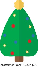 Cartoon flat Christmas tree. Simple web icon