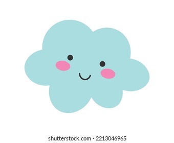 Cartoon flat cloud character. Vector illustration