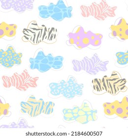 Cartoon flat clouds isolated animal prints