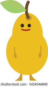Cartoon flat color doodle fruit monster happy pear