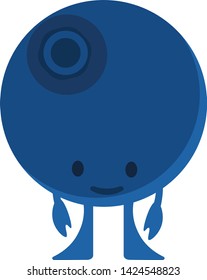 Cartoon flat color doodle fruit monster happy blueberries