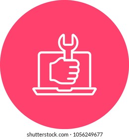 caricatura soporte técnico de seguridad de computadora plana mano con una llave