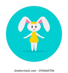 Cartoon flat cute smilling bunny. Design for easter. Can be used for sticker, postcard, poster, notebook and other things. Vector illustration