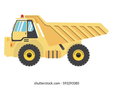 cartoon flat dump truck.vector auto heavy vehicle illustration.car icon isolated