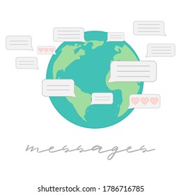 Tierra plana de dibujos animados y comunicaciones