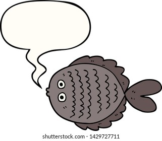 cartoon flat fish with speech bubble