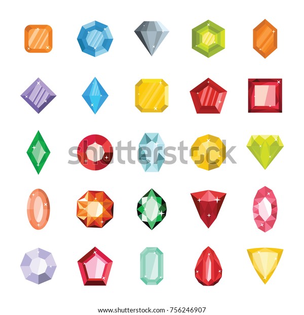 Cartoon Flat Gems Jewels Diamond Brilliant Stock Vector (Royalty Free ...