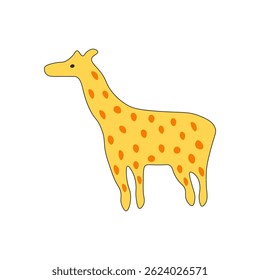 Cartoon Flat Giraffe Vector – Yellow Safari Animal for Kids