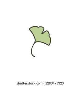 Cartoon flat green ginkgo biloba leaf isolated on white. Nature eco icon. Vector illustration. Leaflet organic icon. Cosmetics and medical plant icon
