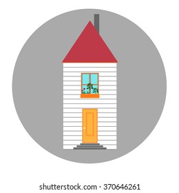 Cartoon flat house icon. Vector illustration