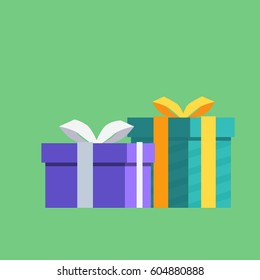 Cartoon flat icon gift box. Vector illustration