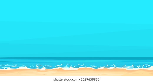 Cartoon flat illustration of beach ocean view