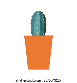 Cartoon flat illustration of cactus in ceramic pot. Houseplant, home gardening design elements. Interior plant. 