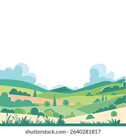 Cartoon Flat Illustration of Green Landscape