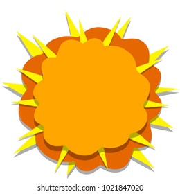 cartoon flat illustration - flat orange explosion. fireball. detonation of a bomb or rocket.