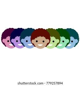 cartoon flat illustration - Rainbow set of people. Color variety.