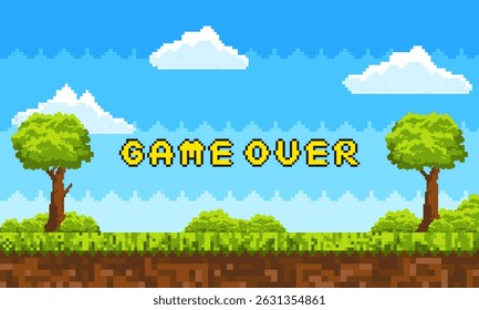 Desenho animado plano ilustração retro pixel art paisagem fundo. adequado para 8-bit retro-estilo jogo sobre design