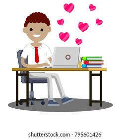Cartoon flat illustration - romantic relationship.