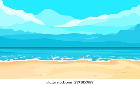 Cartoon flat illustration of a serene beach landscape