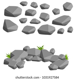 Cartoon flat illustration - set of natural rocks stones. cliff environment landscape. the background element.
