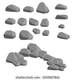 Cartoon flat illustration - a set of rock stones. element of the natural landscape. the nature of the cliff. the environment of the background.

