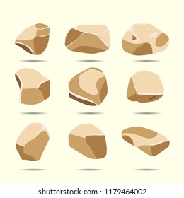 Cartoon flat illustration a set of rock stones