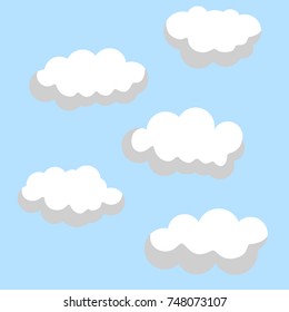 cartoon flat illustration - white cloud weather set