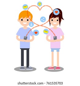 cartoon flat illustration - young lovers.