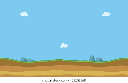 Cartoon Flat Landscape Game Backgrounds Silhouette Stock Vector ...