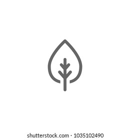 Cartoon flat  leaf outline icon. eco sign isolated on white. Vector illustration. Leaflet organic icon.