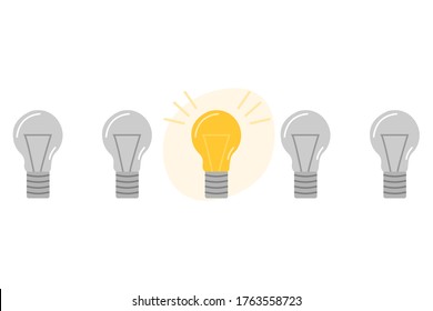 Cartoon flat light bulbs on white background vector illustration modern style