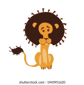 Cartoon flat lion. Baby vector illustration.