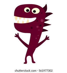 Cartoon flat monsters big icon. Colorful kid toy cute monster. Vector EPS10