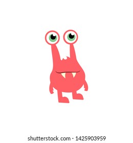 Cartoon flat monsters icon. Colorful kids toy cute monster. Vector illustration