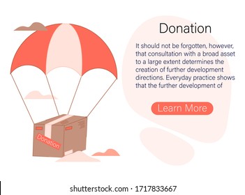 Cartoon flat parachute package falling vector illustration modern style 