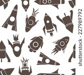 Cartoon flat rockets vector children black and white seamless pattern