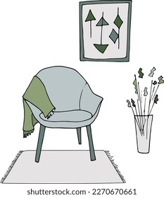 Cartoon flat room scandi style for lifestyle design.