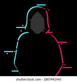 Cartoon flat scammer on black background vector illustration 