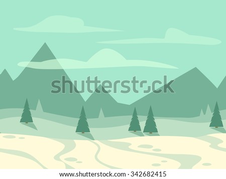 Cartoon flat seamless landscape, separated layers for parallax effect in game design