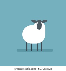 Cartoon Flat Sheep. Vector Image