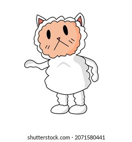 Cartoon flat sheep.Cute white sheep, cartoon animal character. Vector illustration.
