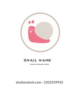 diseño de logotipo sencillo plano de caricatura con caracol