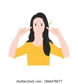 Cartoon flat smiling girl on white background vector illustration modern flat 