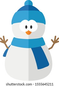 Cartoon flat snowman. Simple web icon
