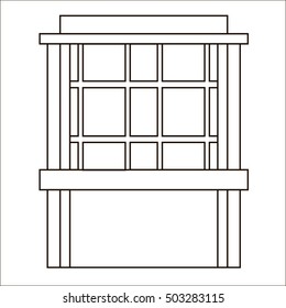 Cartoon flat stall and kiosk isolated on white background. Front. Outline. Tobacconist, pawnshop, bookshop. Small business. Outdoor. Vector illustration. EPS 10. 