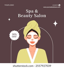 Cartoon Flat Style Background for Spa and Wellness Social Media Illustration