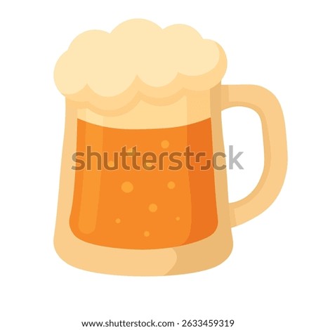 Cartoon flat style beer mug with foam, perfect for Oktoberfest, menu, sticker and party decor.